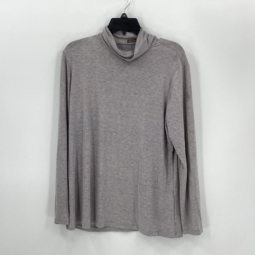 J Mclaughlin Silver Metallic Turtleneck Lightweight Shirt Blouse Womens XL